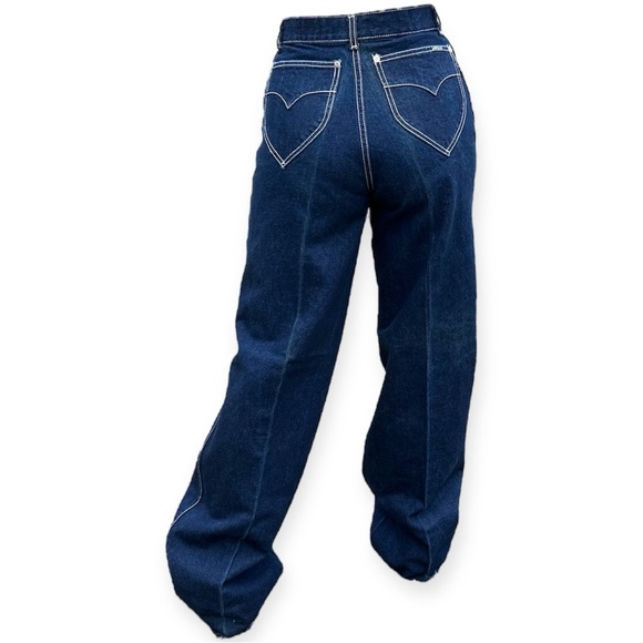 Vintage 70s Lawmen Raw Denim Wide Leg Flare Jeans Size 26 - Picture 8 of 10